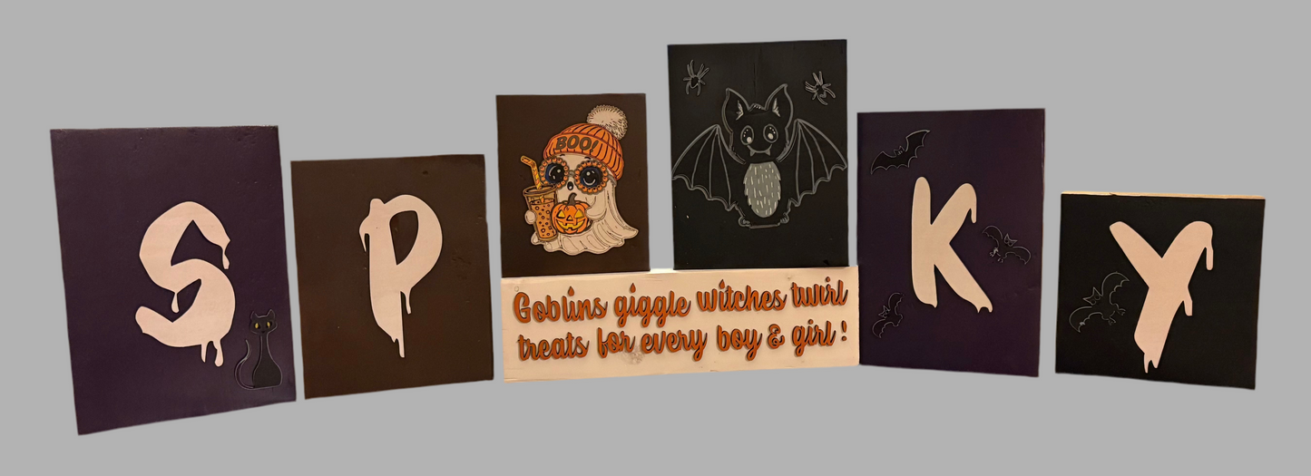 Spooky season/turkey time double sided block decor.