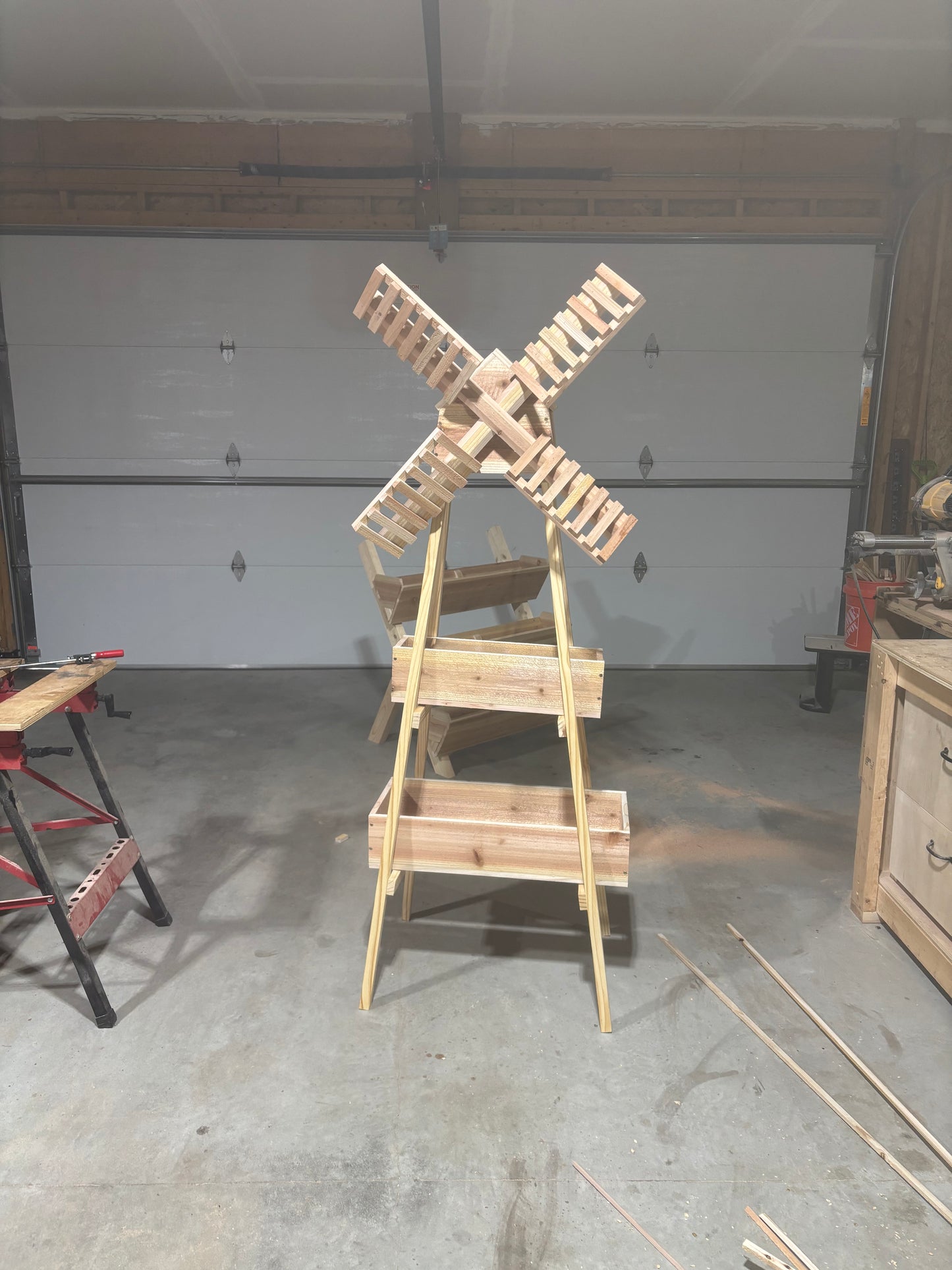 Tall Rustic Windmill Planter