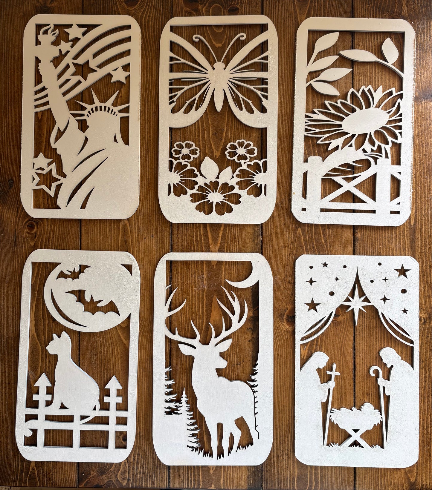 Interchangeable Wood Lantern with 12 Seasonal Panels