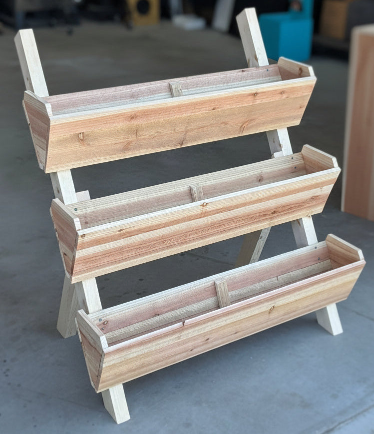 Handmade Three-Tier Wood Planter