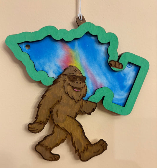 Bigfoot Air Freshener Holder – Handmade Wooden Sasquatch with Replaceable Freshener