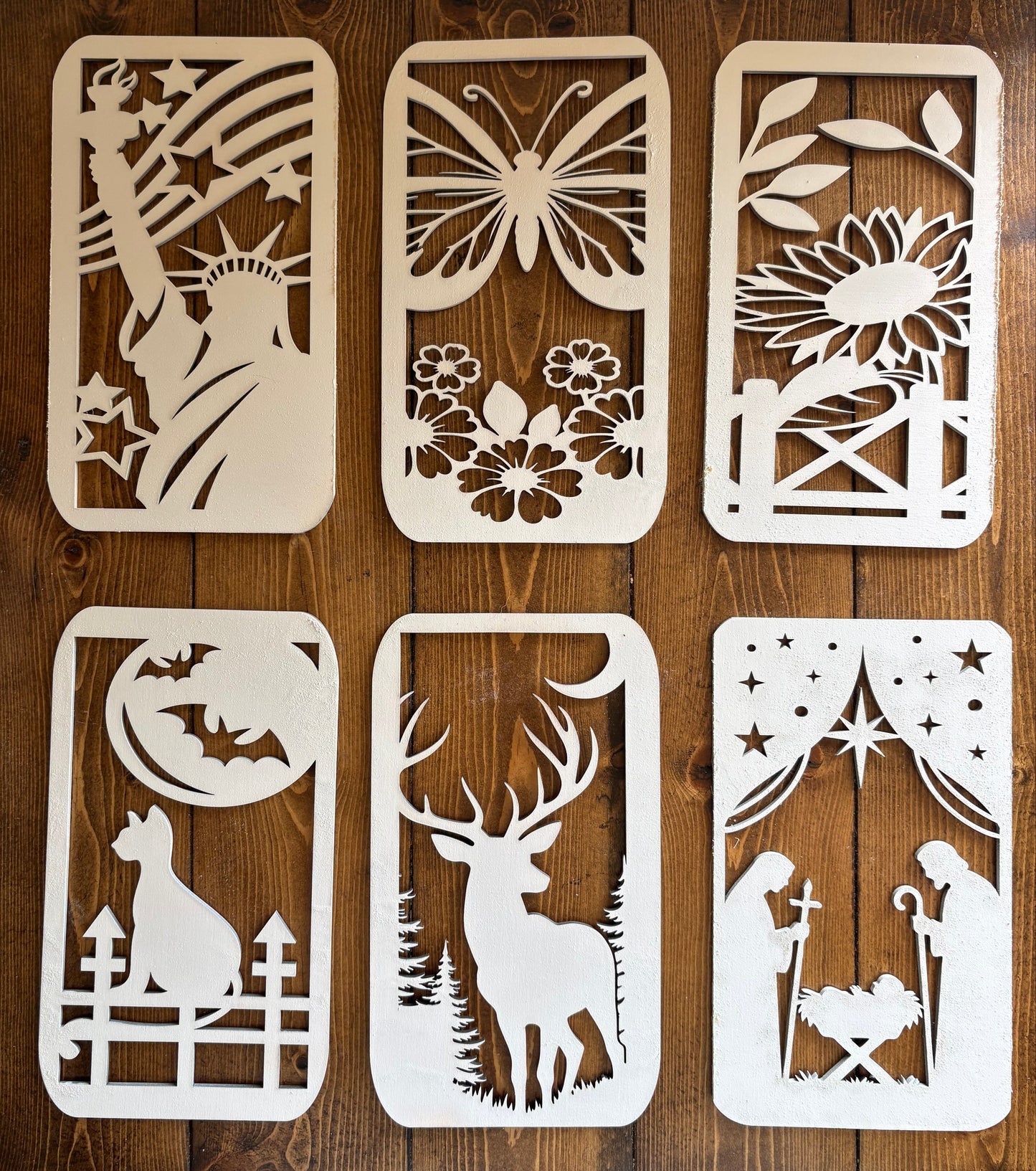 Interchangeable Wood Lantern with 12 Seasonal Panels
