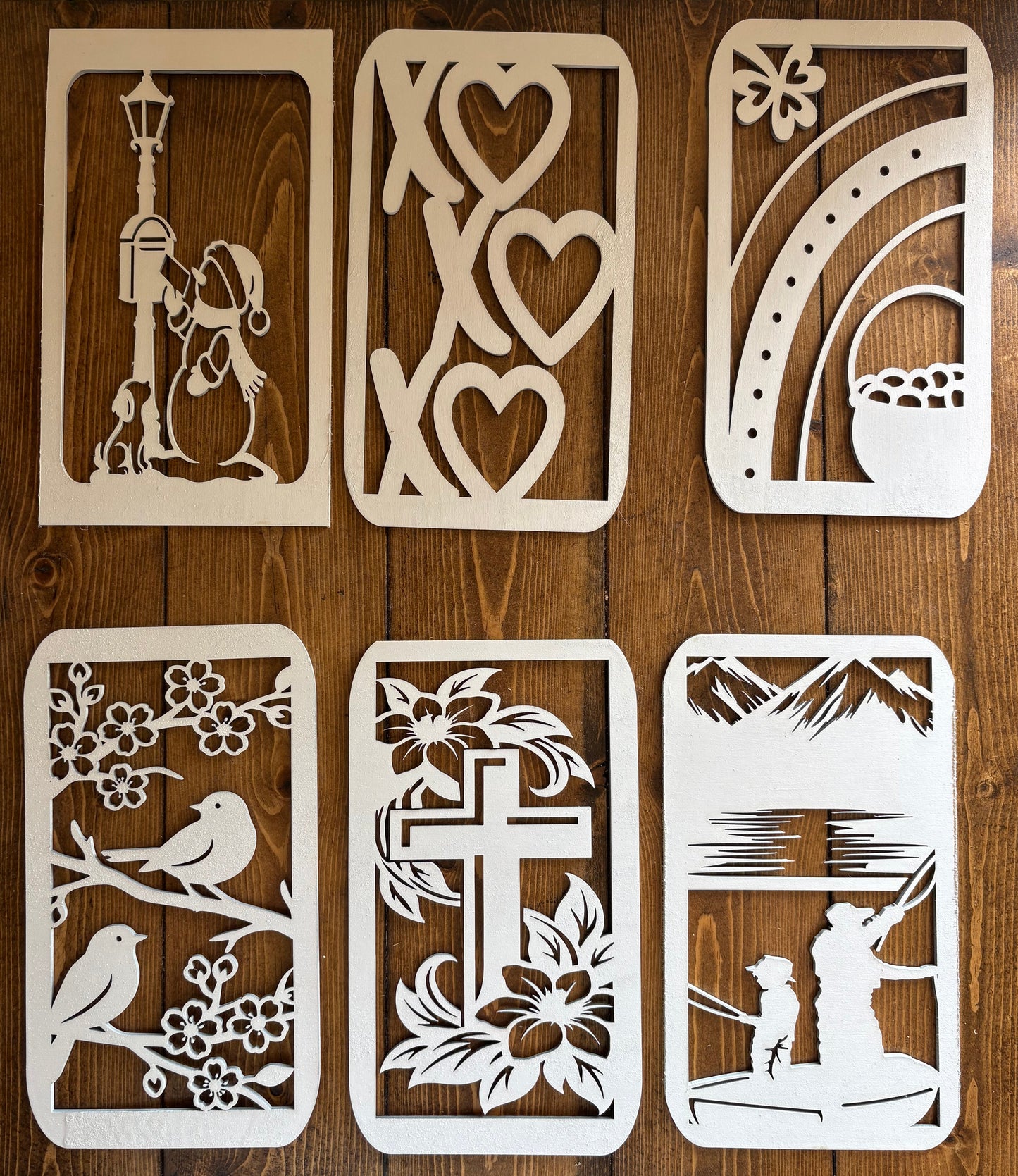 Interchangeable Wood Lantern with 12 Seasonal Panels