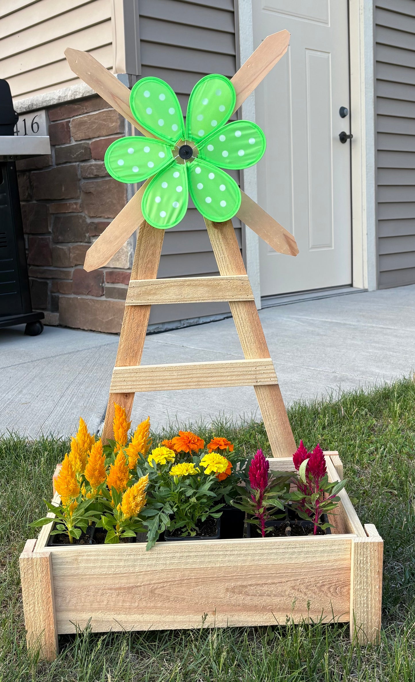Small Rustic Windmill Planter