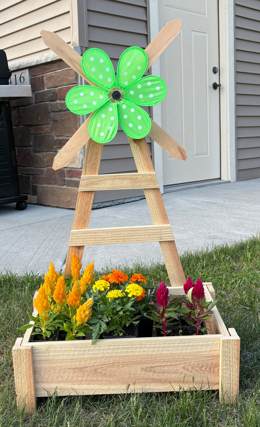 Small Rustic Windmill Planter