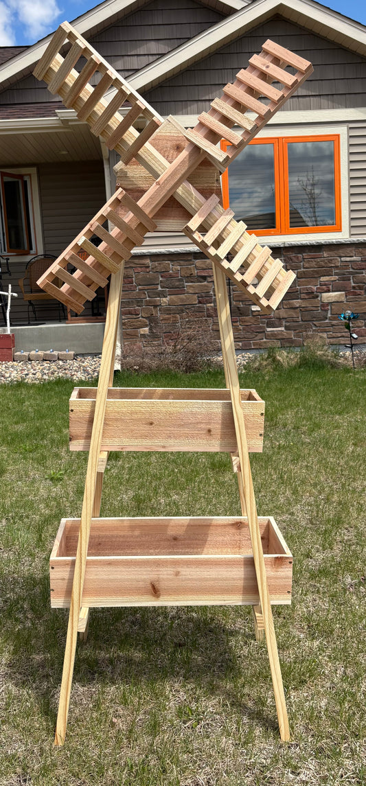 Tall Rustic Windmill Planter