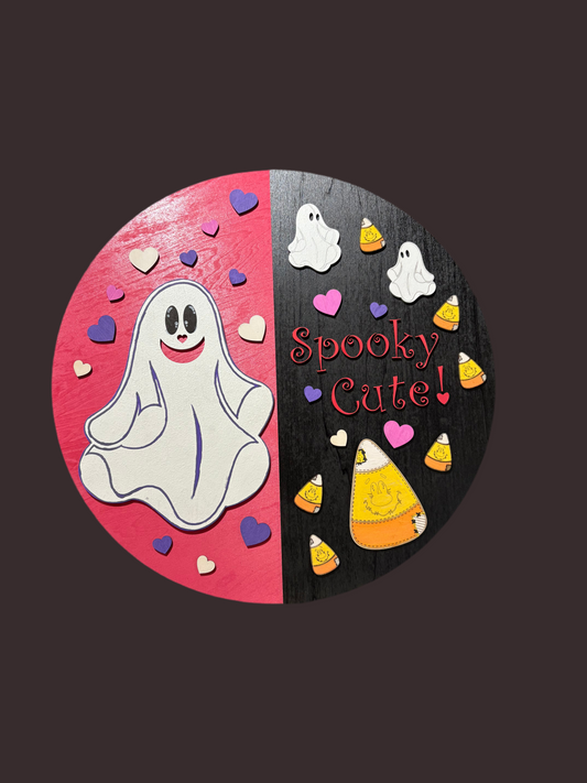 Spooky Cute Ghost Round Sign
