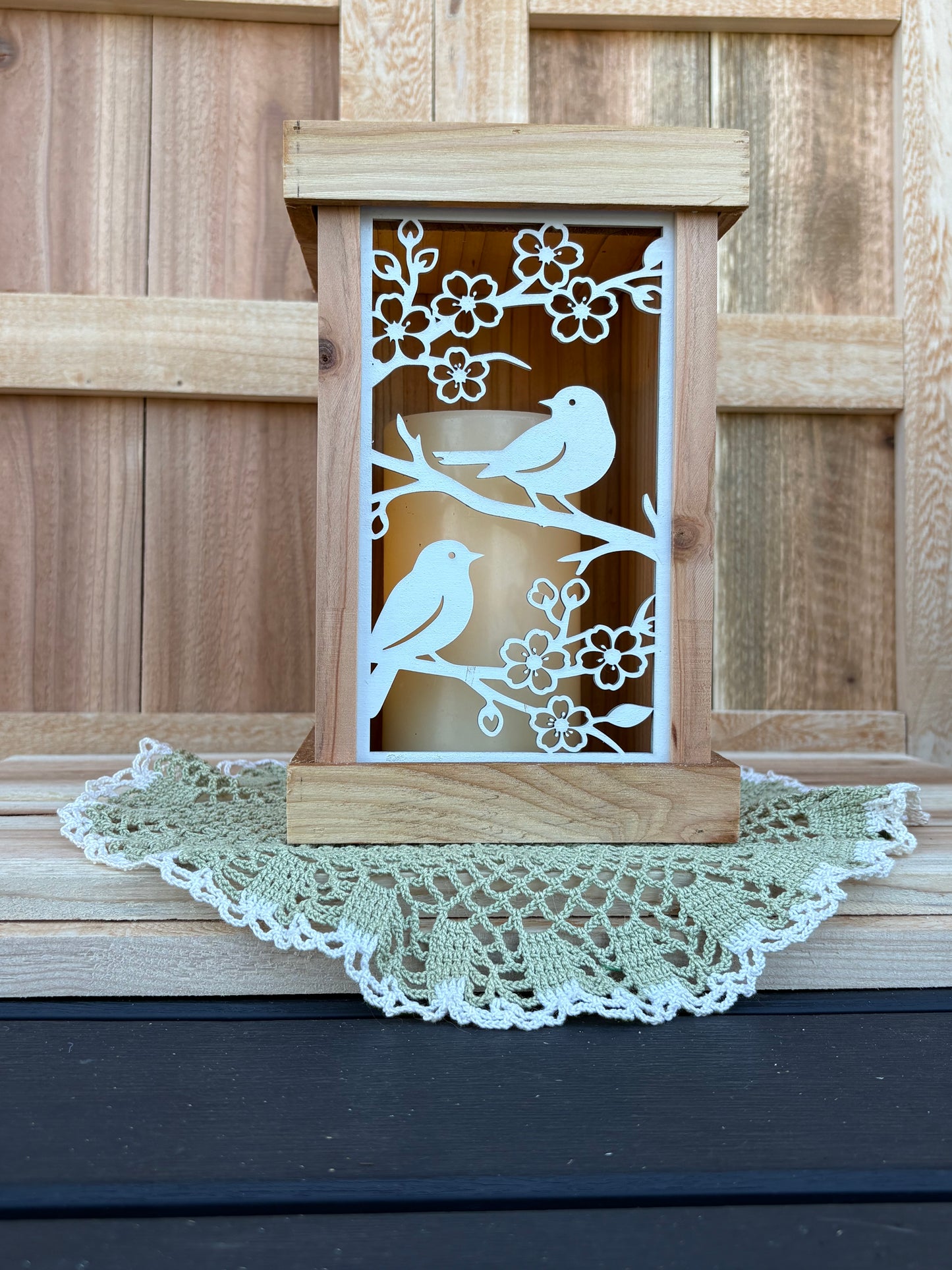 Interchangeable Wood Lantern with 12 Seasonal Panels